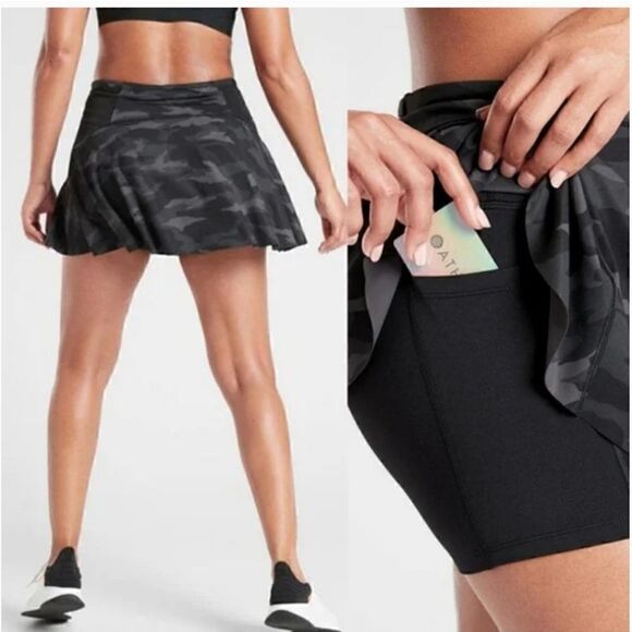 Athleta Match Point Skort Tennis Golf Athetic Skirt Black Camo S - Picture 2 of 11